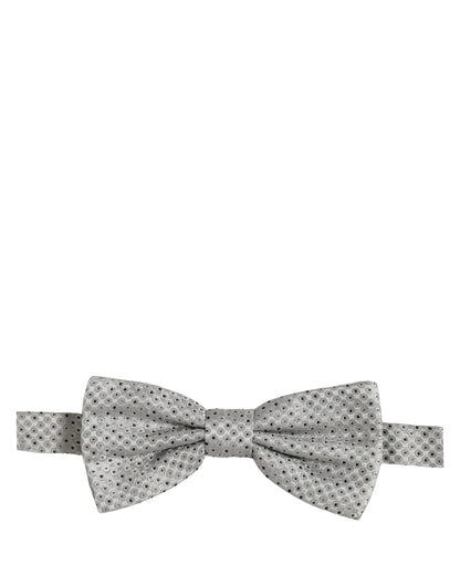 Dolce & Gabbana Men Black Gray Polka Dot Adjustable Neck Papillon Bow Tie