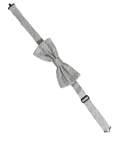 Dolce & Gabbana Men Black Gray Polka Dot Adjustable Neck Papillon Bow Tie