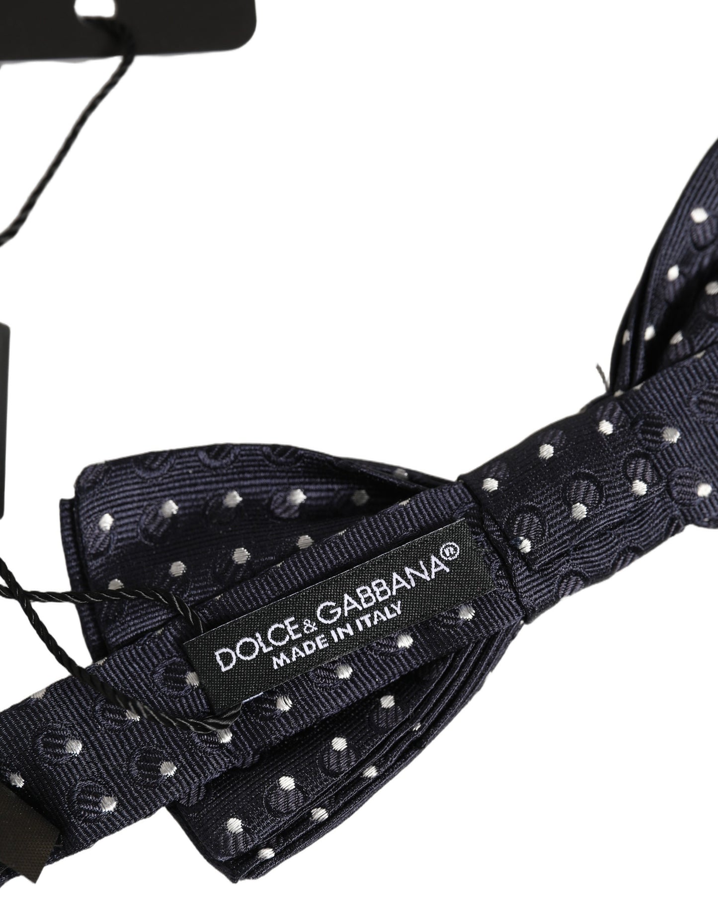 Dolce & Gabbana Black White Polka Dot Adjustable Neck Papillon Bow Tie