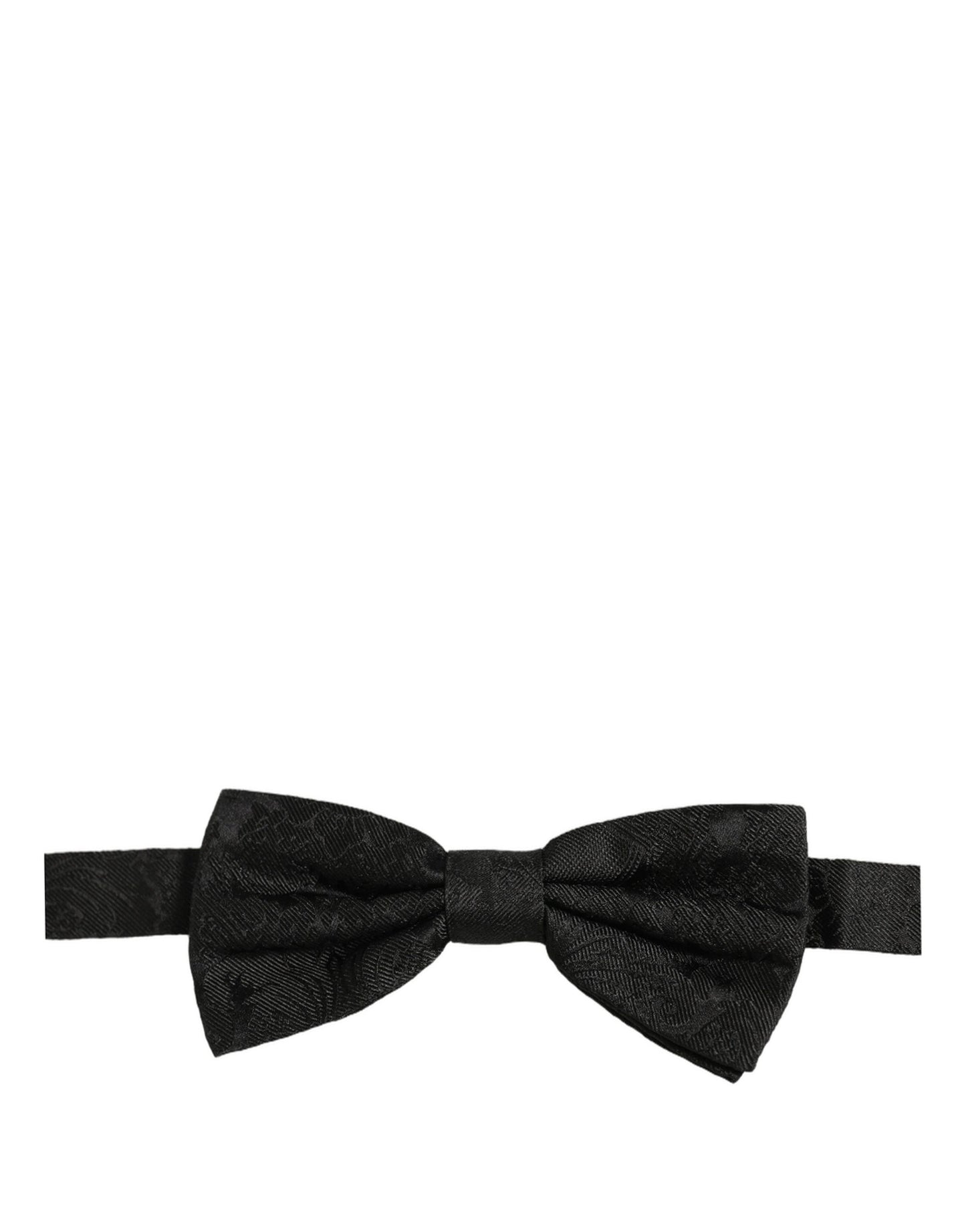 Dolce & Gabbana Men Black Paisley Silk Adjustable Neck Papillon Bow Tie