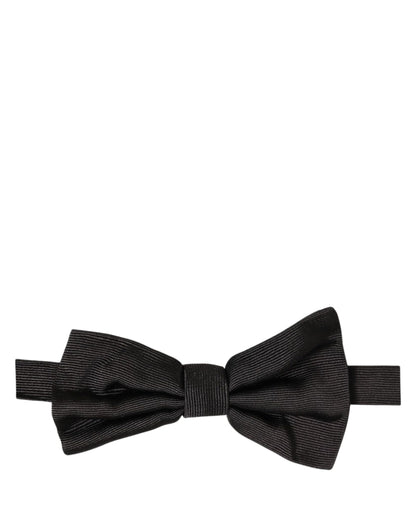 Dolce & Gabbana Men Black 100% Silk Adjustable Neck Papillon Bow Tie