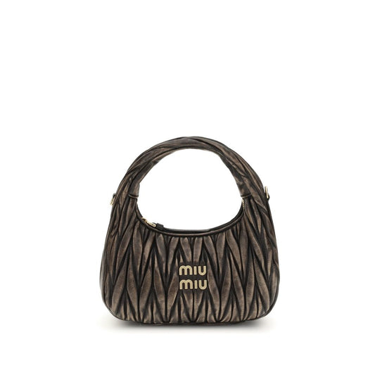 Quilted Shoulder Bag by Miu Miu for women in lamb leather & cotton brown & signature showcases a enviable silhouette, artfully detailed with a secure zipper, organized , and versatile shoulder-strap & handle for a enviable look.