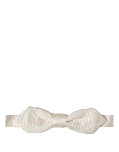Dolce & Gabbana Men White 100% Silk Adjustable Neck Papillon Bow Tie