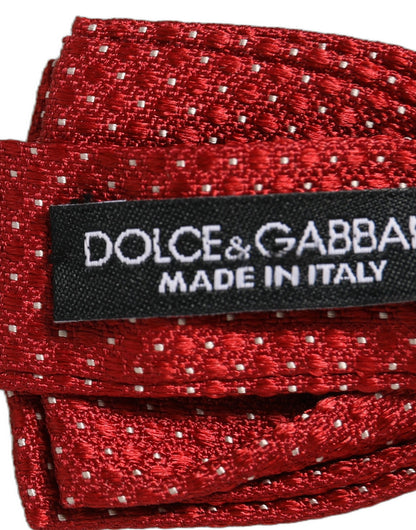 Dolce & Gabbana Men Red Polka Dot Silk Adjustable Neck Papillon Bow Tie