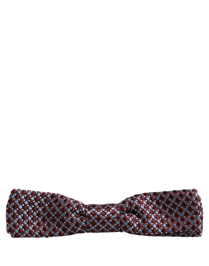 Dolce & Gabbana Blue Burgundy Woven Adjustable Neck Papillon Bow Tie
