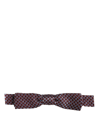 Dolce & Gabbana Blue Burgundy Woven Adjustable Neck Papillon Bow Tie