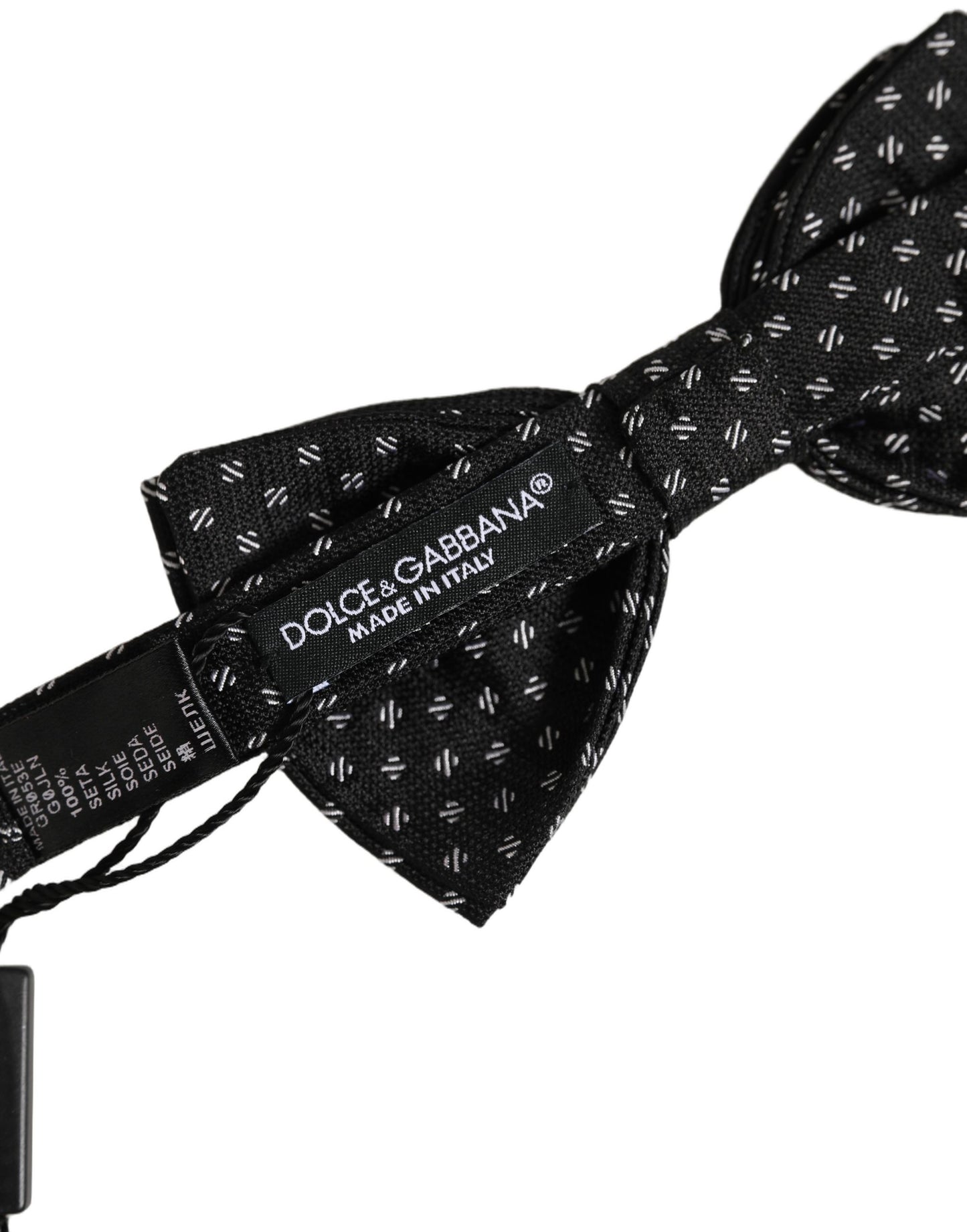 Dolce & Gabbana Men Black Patterned Adjustable Neck Papillon Bow Tie