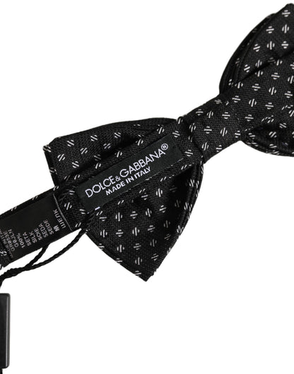 Dolce & Gabbana Men Black Patterned Adjustable Neck Papillon Bow Tie