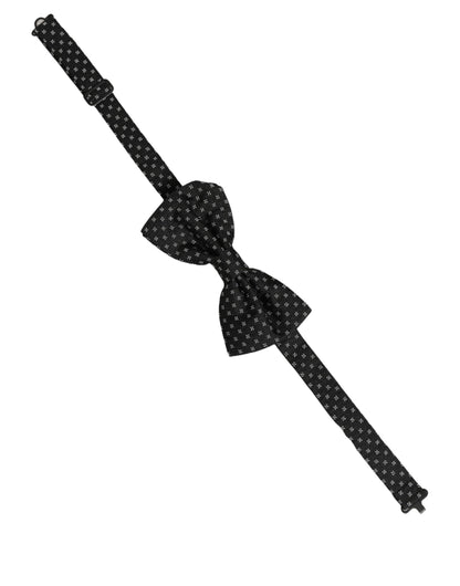 Dolce & Gabbana Men Black Patterned Adjustable Neck Papillon Bow Tie