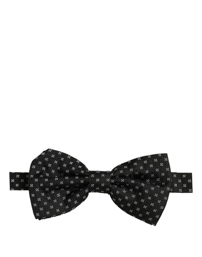 Dolce & Gabbana Men Black Patterned Adjustable Neck Papillon Bow Tie