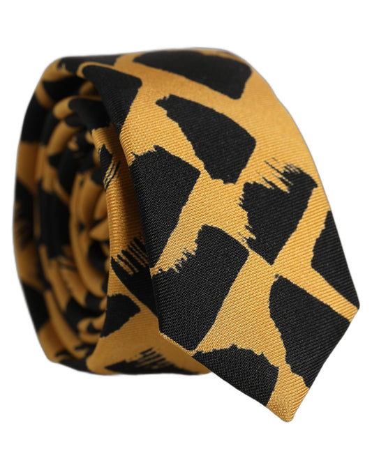 Dolce & Gabbana Silk Necktie - Black Yellow Patterned