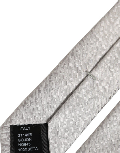 Dolce & Gabbana Men Gray 100% Silk Textured Adjustable Tied Necktie Tie