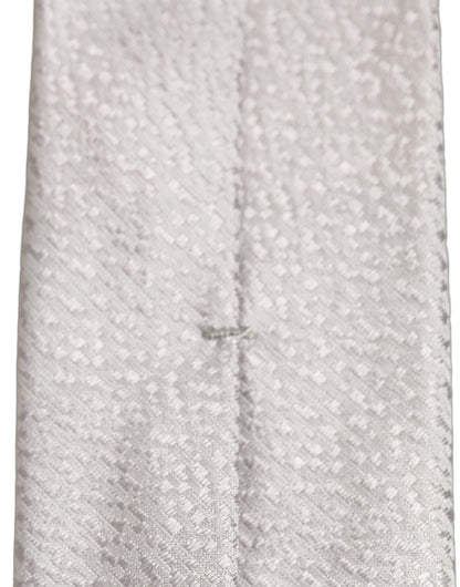 Dolce & Gabbana Men Gray 100% Silk Textured Adjustable Tied Necktie Tie