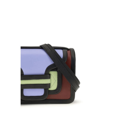 Large Shoulder Flap Bag by Pierre Hardy for women in bos taurus calf leather multicolor features a effortless chic silhouette with a secure flap, magnetic & button, ample single-compartment, and versatile shoulder-strap, handle & adjustable-strap for a effortless chic finish.
