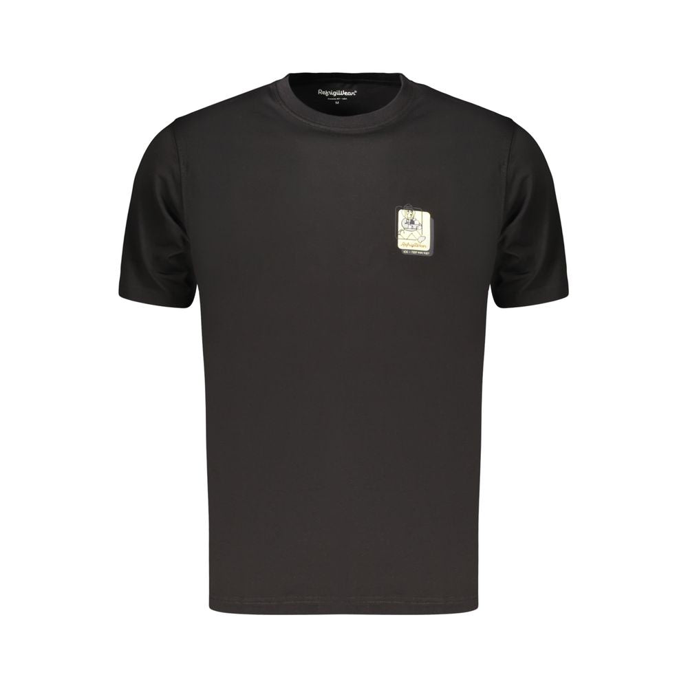 T-Shirt by Refrigiwear for men in cotton black, signature & print showcases a unassuming silhouette, artfully detailed with a refined crew neckline and unassuming for a sophisticated, contemporary look.