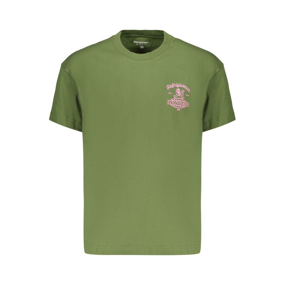 T-Shirt by Refrigiwear for men in cotton green & print features an on trend silhouette, perfectly showcasing a on trend and crew neckline for an elevated aesthetic.