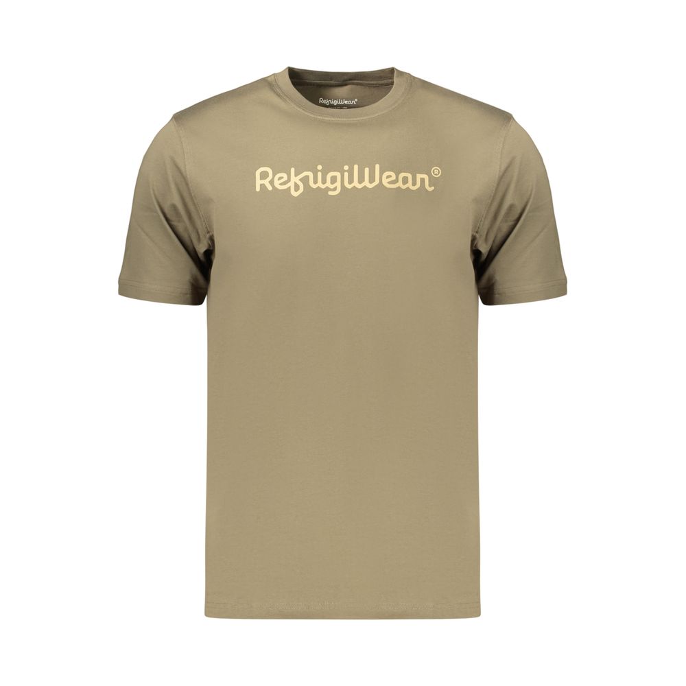 T-Shirt by Refrigiwear for men in cotton green & print showcases a chic silhouette, artfully detailed with a chic crew neckline and for a chic finish.
