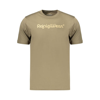 T-Shirt by Refrigiwear for men in cotton green & print showcases a chic silhouette, artfully detailed with a chic crew neckline and for a chic finish.