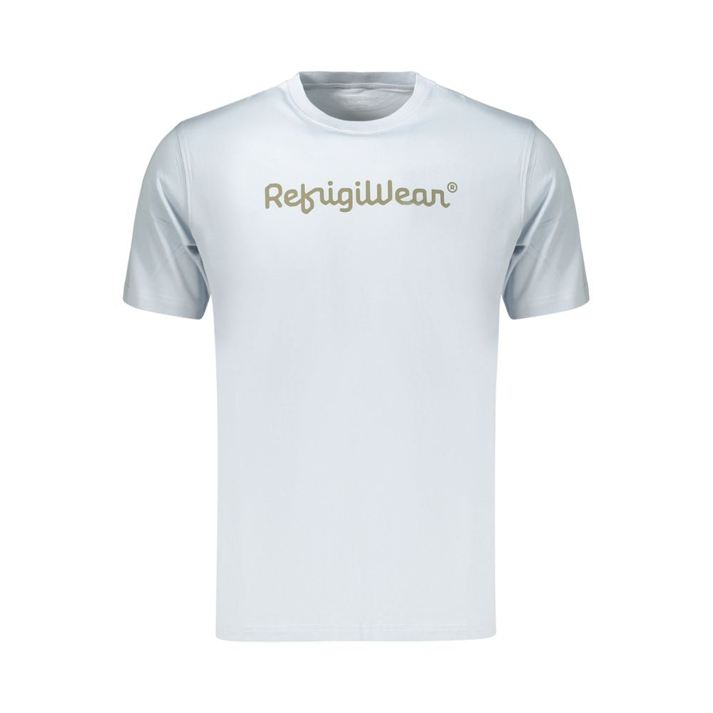 T-Shirt by Refrigiwear for men in cotton light-blue, signature & print features a plush silhouette, showcasing a sophisticated crew neckline and for a truly plush finish.