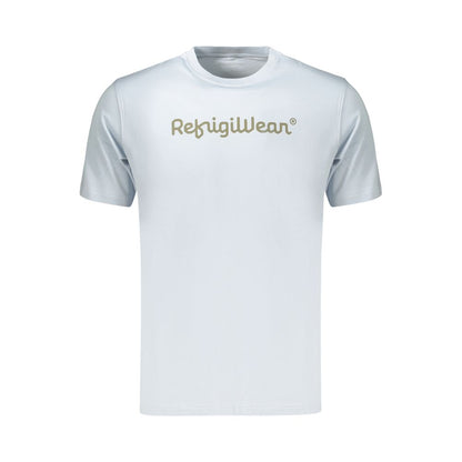 T-Shirt by Refrigiwear for men in cotton light-blue, signature & print features a plush silhouette, showcasing a sophisticated crew neckline and for a truly plush finish.