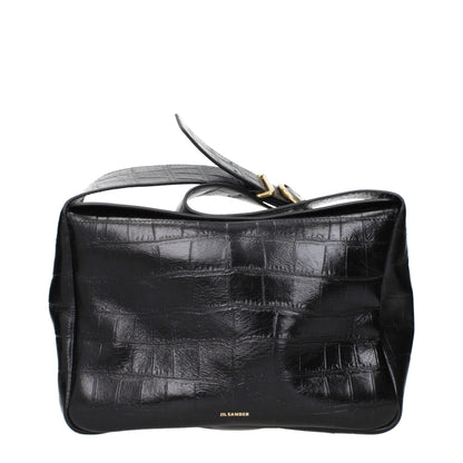 Crossbody Handbag by Jil Sander for women in leather black features a versatile chic silhouette, meticulously detailed with a secure , ample , and versatile crossbody-strap & adjustable-strap.