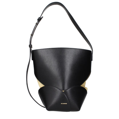 Crossbody Handbag by Jil Sander for women in leather black features a transformative elegance silhouette, showcasing a secure , organized , and versatile crossbody-strap & adjustable-strap for a transformative elegance look.