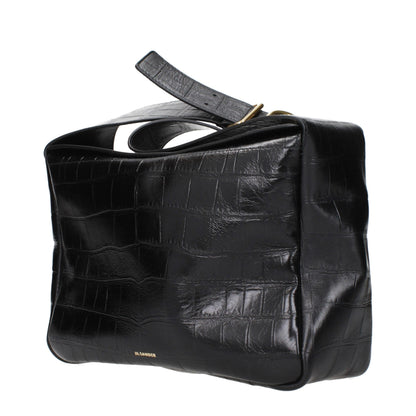 Crossbody Handbag by Jil Sander for women in leather black features a transformative sophistication silhouette, showcasing a secure , ample , and versatile crossbody-strap & adjustable-strap for a transformative sophistication look.