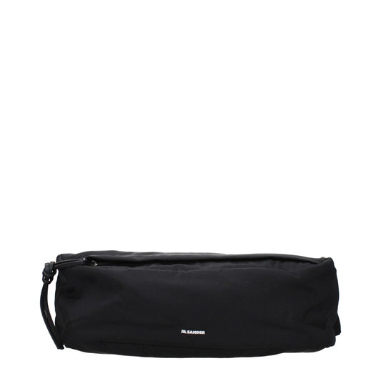 Backpack by Jil Sander for men in fabric black showcases an architectural Fabric Backpack design, featuring a secure , ample , and architectural backpack-strap & adjustable-strap for a sophisticated look.