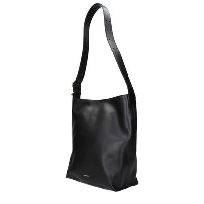 Crossbody Handbag by Jil Sander for women in leather black features an multi-faceted design with a secure , ample , and versatile crossbody-strap & adjustable-strap for a multi-faceted finish.