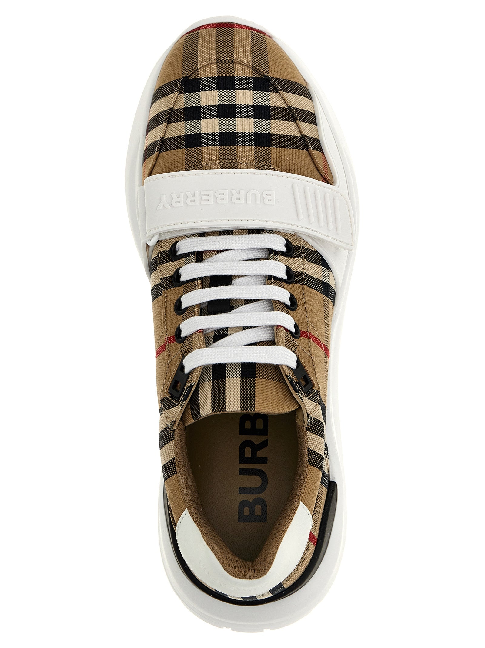 Athletic Sneakers by Burberry for men in suede calf leather & cotton beige & print features an timeless silhouette from the Men's Athletic Suede Calf Leather & Cotton Sneakers collection, showcasing a timeless athletic style for a timeless look.