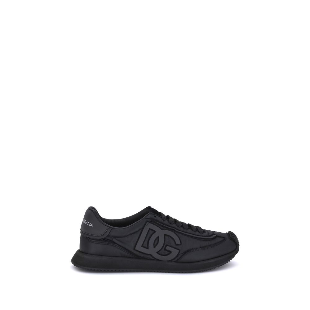 Athletic Sneakers by Dolce & Gabbana for men in suede leather black & monogram presents a sleek silhouette, perfectly capturing the athletic style essence of Men's Athletic Suede Leather Sneakers with its sleek design and premium finish.