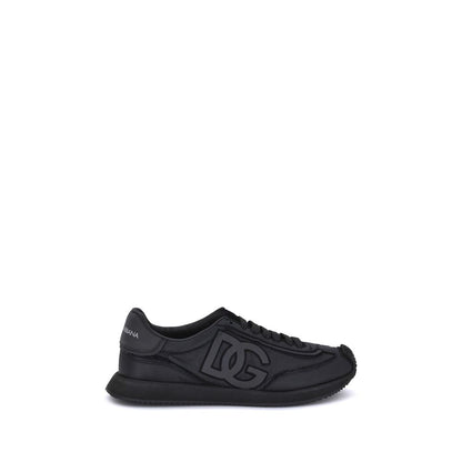 Athletic Sneakers by Dolce & Gabbana for men in suede leather black & monogram presents a sleek silhouette, perfectly capturing the athletic style essence of Men's Athletic Suede Leather Sneakers with its sleek design and premium finish.