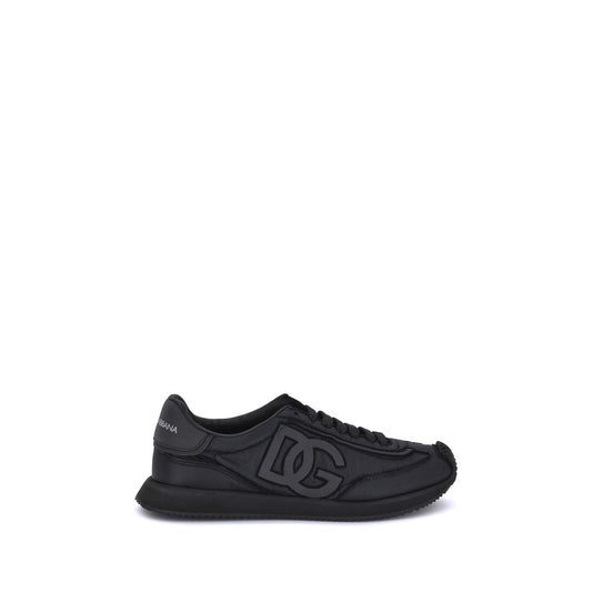 Athletic Sneakers by Dolce & Gabbana for men in suede leather black & monogram presents a sleek silhouette, perfectly capturing the athletic style essence of Men's Athletic Suede Leather Sneakers with its sleek design and premium finish.