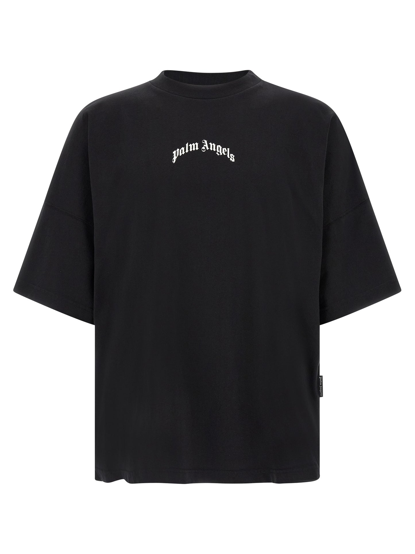 T-Shirt by Palm Angels for men in cotton bicolour, black, white & print showcases a chic silhouette, artfully detailed with a chic crew neckline and short-sleeve for a chic finish.