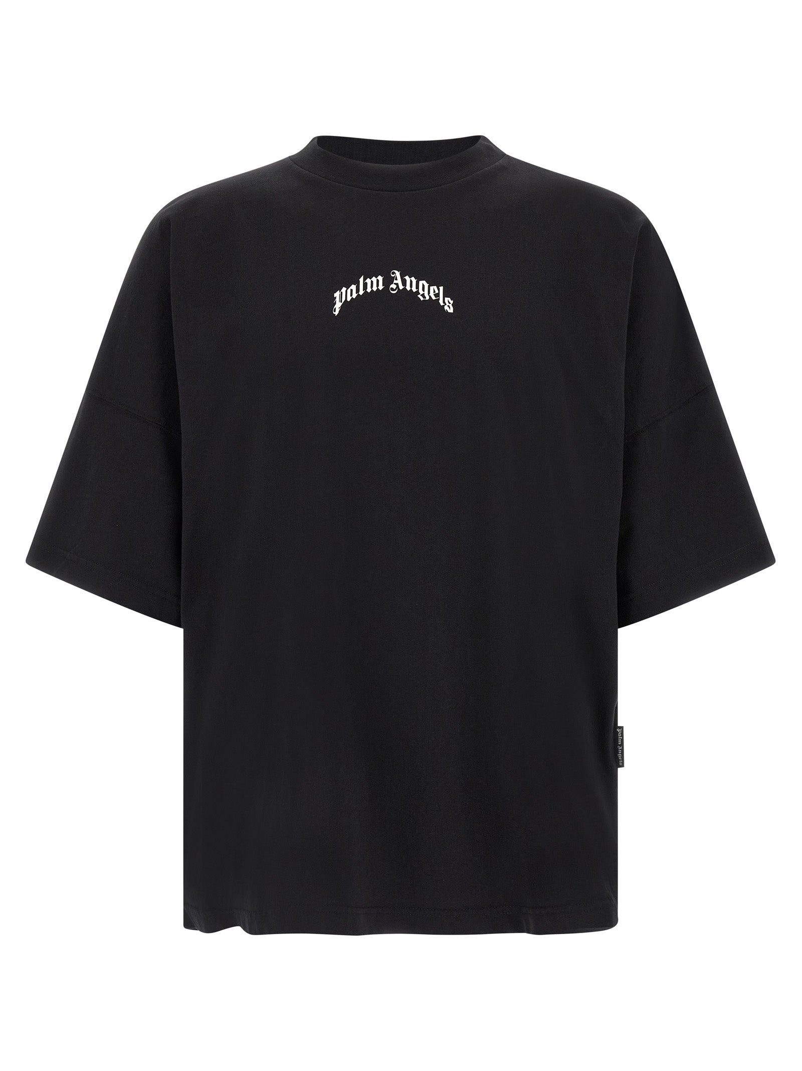 T-Shirt by Palm Angels for men in cotton bicolour, black, white & print showcases a chic silhouette, artfully detailed with a chic crew neckline and short-sleeve for a chic finish.