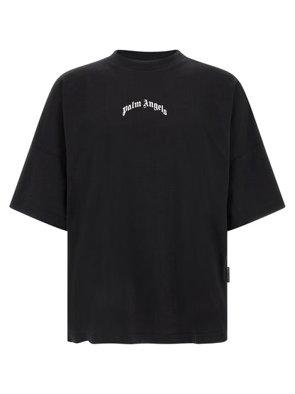 T-Shirt by Palm Angels for men in cotton bicolour, black, white & print showcases a chic silhouette, artfully detailed with a chic crew neckline and short-sleeve for a chic finish.