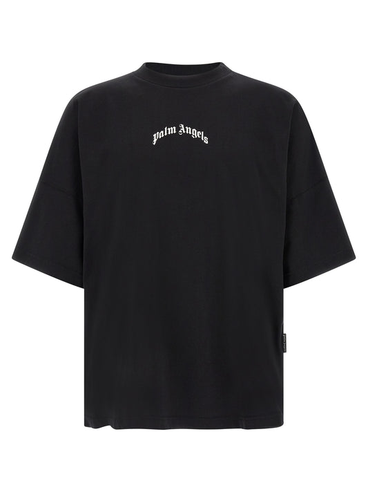 T-Shirt by Palm Angels for men in cotton bicolour, black, white & print showcases a chic silhouette, artfully detailed with a chic crew neckline and short-sleeve for a chic finish.