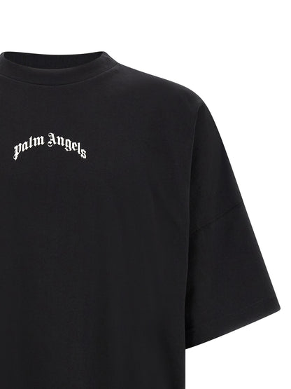 T-Shirt by Palm Angels for men in cotton bicolour, black, white & print showcases a dramatic silhouette, elegantly detailed with a dramatic crew neckline and for a truly dramatic finish.
