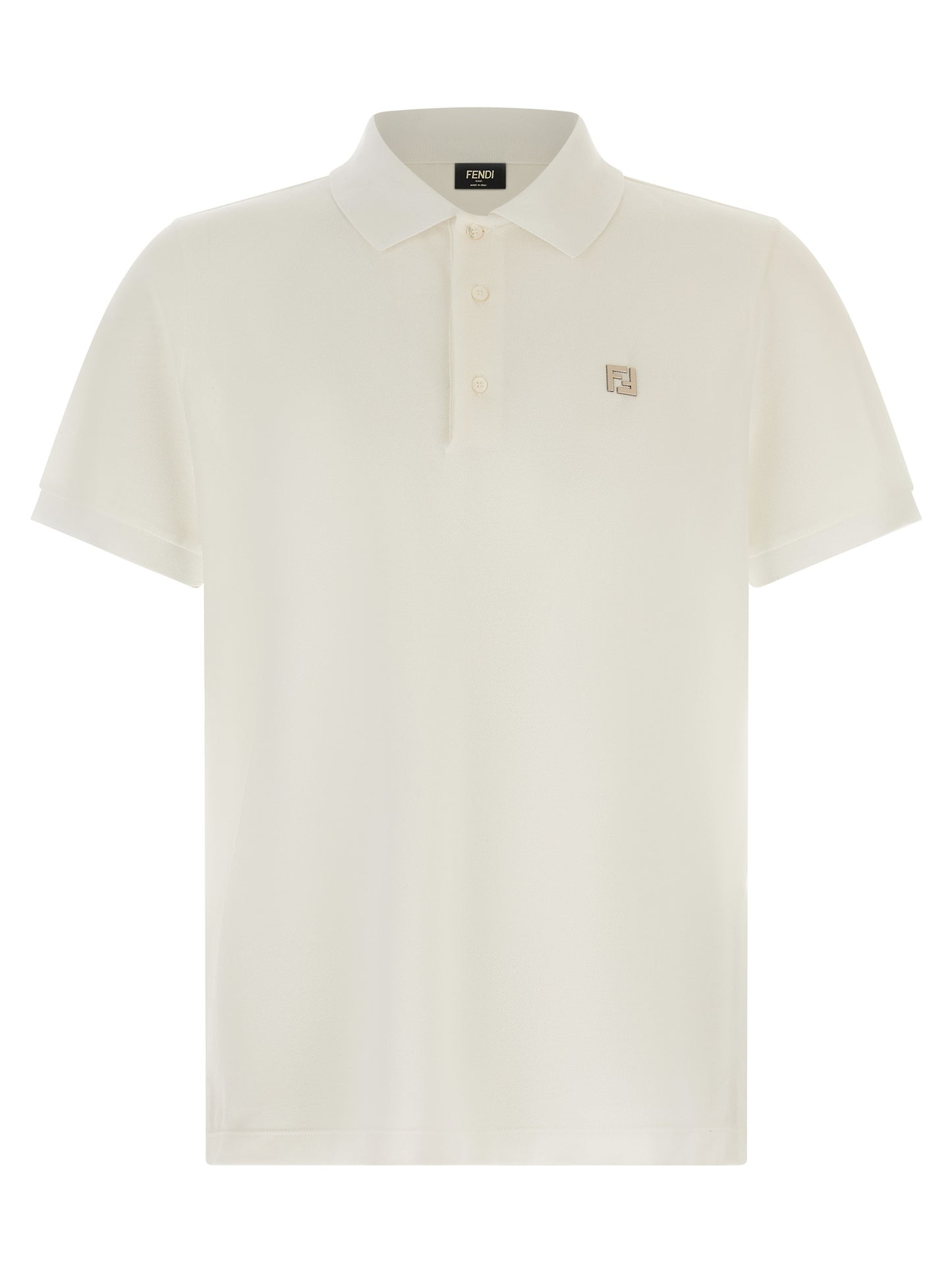 Polo Shirt by Fendi for men in cotton white presents a sleek silhouette, featuring a refined and short-sleeve for a sleek finish.