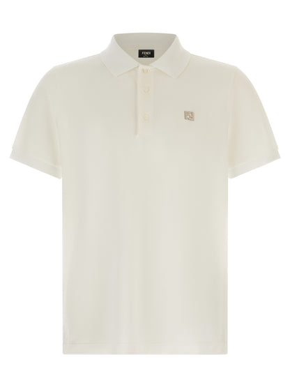 Polo Shirt by Fendi for men in cotton white presents a sleek silhouette, featuring a refined and short-sleeve for a sleek finish.