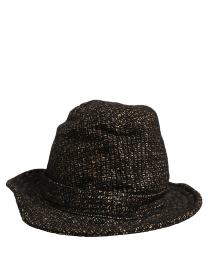 Dolce & Gabbana Gray Melange Blended Textured Tweed Capello Hat