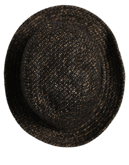 Dolce & Gabbana Gray Melange Blended Textured Tweed Capello Hat