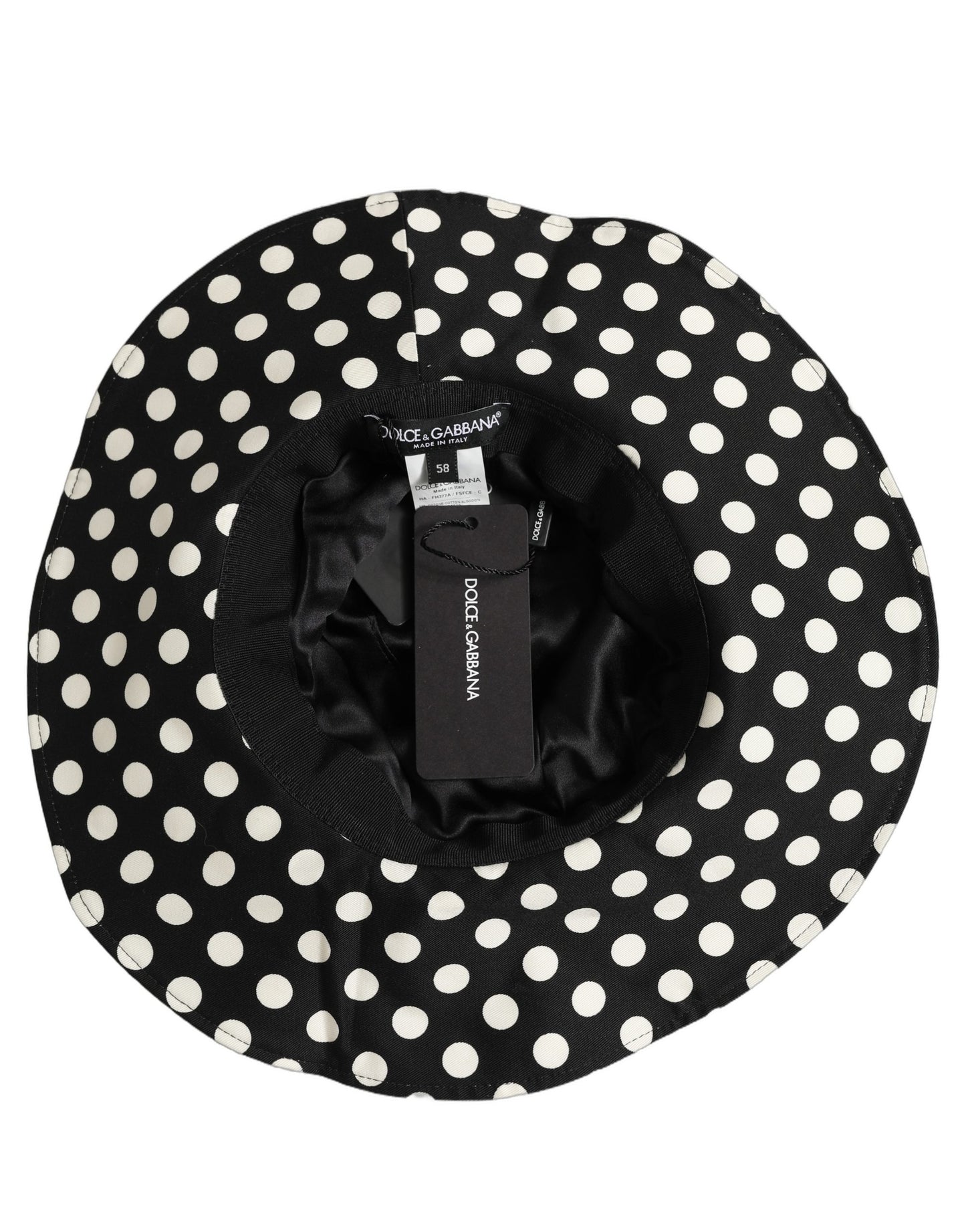 Dolce & Gabbana Black White Polka Dot Cotton Bucket Capello Hat