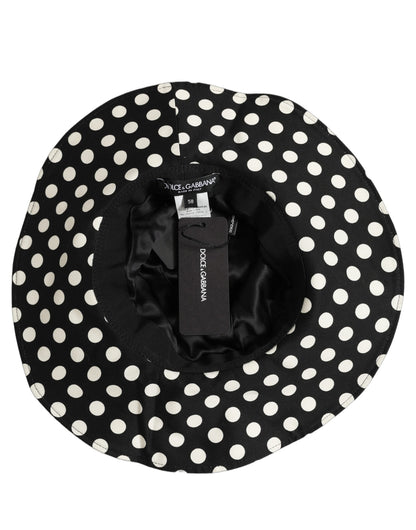 Dolce & Gabbana Black White Polka Dot Cotton Bucket Capello Hat