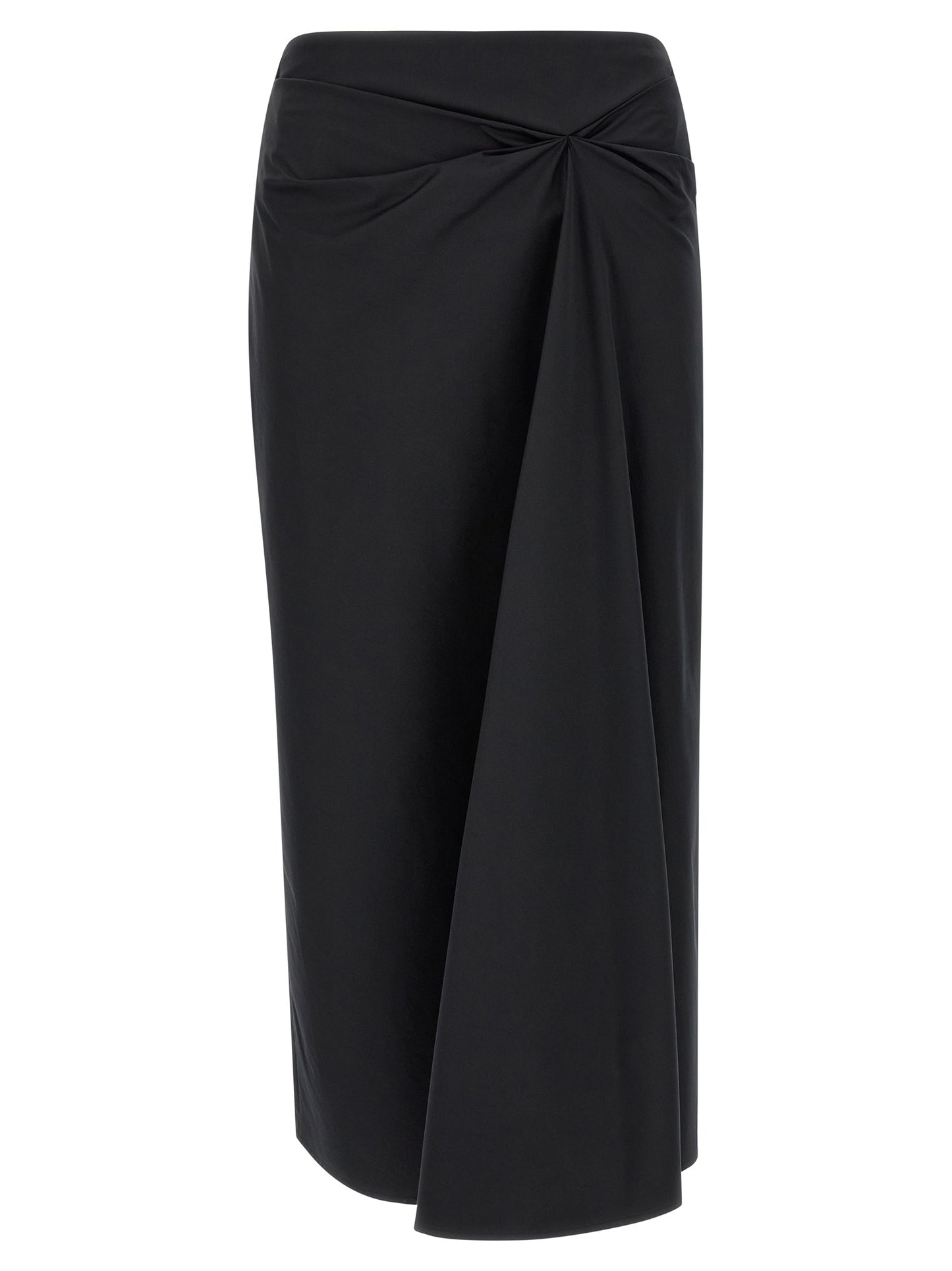 Skirt by Max Mara for women in satin polyamide & cotton black features a captivating silhouette, showcasing the captivating Women's Asymmetrical Satin Polyamide & Cotton Skirt design with a sophisticated midi for a captivating look.