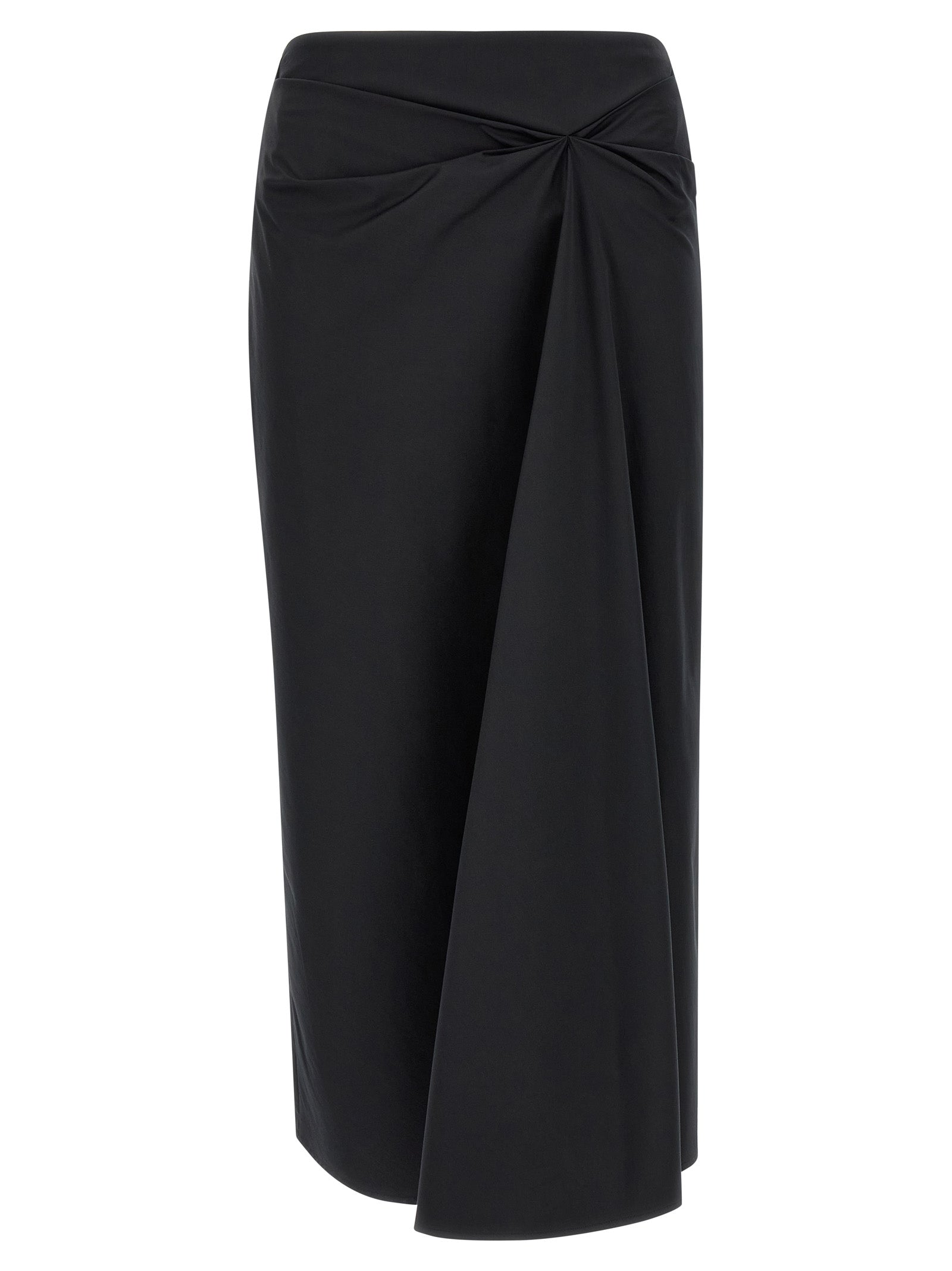 Skirt by Max Mara for women in satin polyamide & cotton black features a captivating silhouette, showcasing the captivating Women's Asymmetrical Satin Polyamide & Cotton Skirt design with a sophisticated midi for a captivating look.