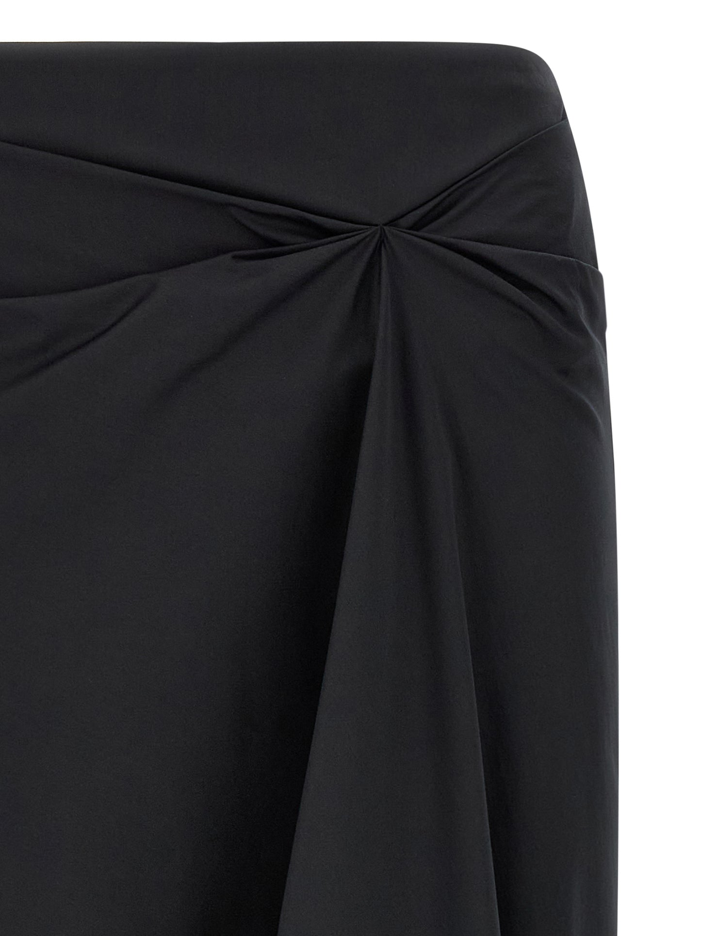 Skirt by Max Mara for women in satin polyamide & cotton black features an relaxed-yet-refined silhouette that elegantly showcases the Women's Asymmetrical Satin Polyamide & Cotton Skirt design and sophisticated midi.
