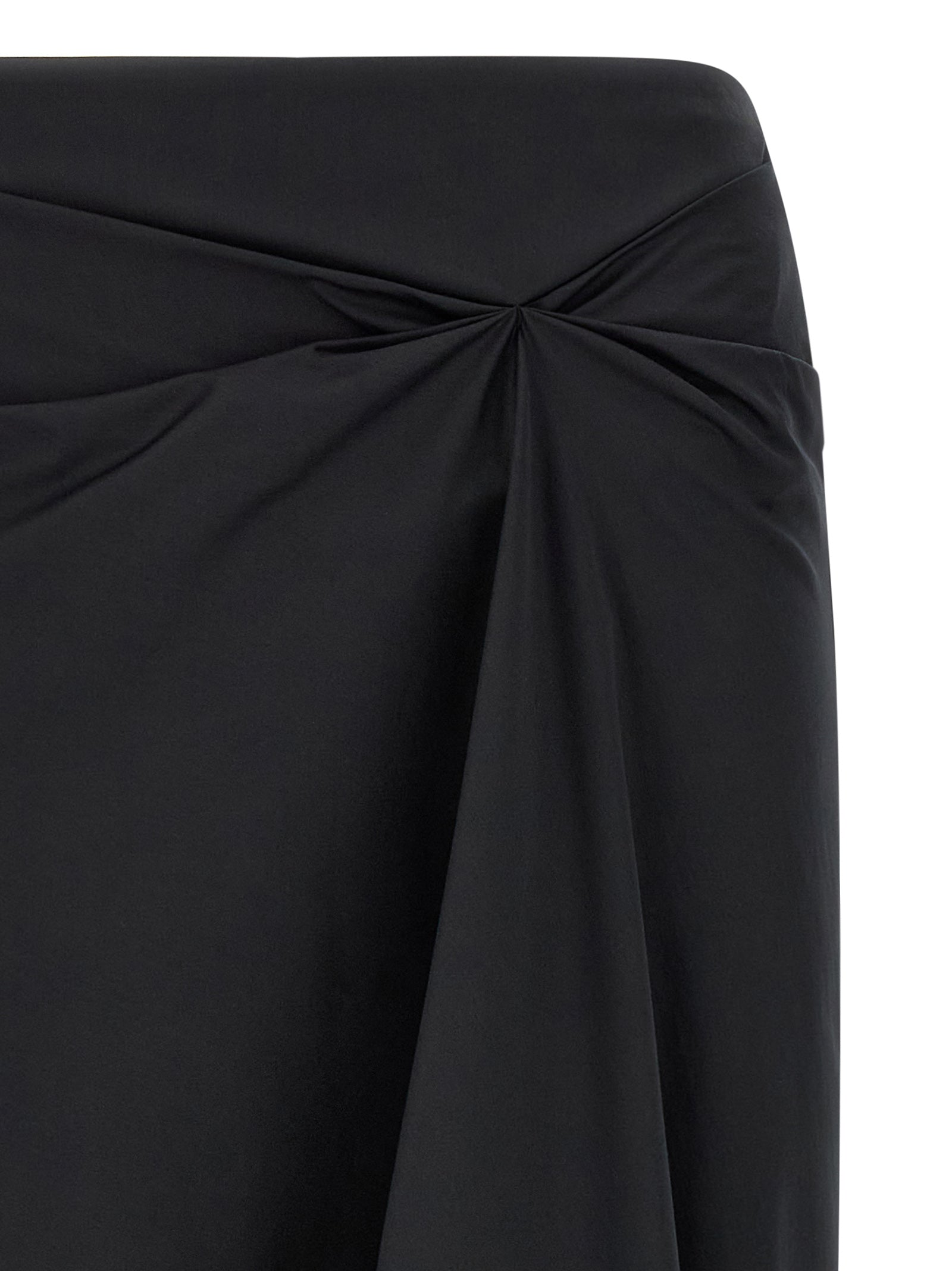 Skirt by Max Mara for women in satin polyamide & cotton black features an relaxed-yet-refined silhouette that elegantly showcases the Women's Asymmetrical Satin Polyamide & Cotton Skirt design and sophisticated midi.