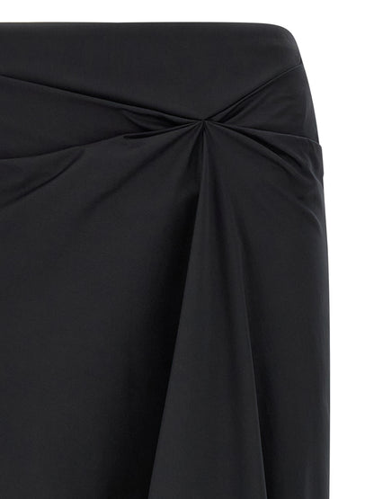 Skirt by Max Mara for women in satin polyamide & cotton black features an relaxed-yet-refined silhouette that elegantly showcases the Women's Asymmetrical Satin Polyamide & Cotton Skirt design and sophisticated midi.