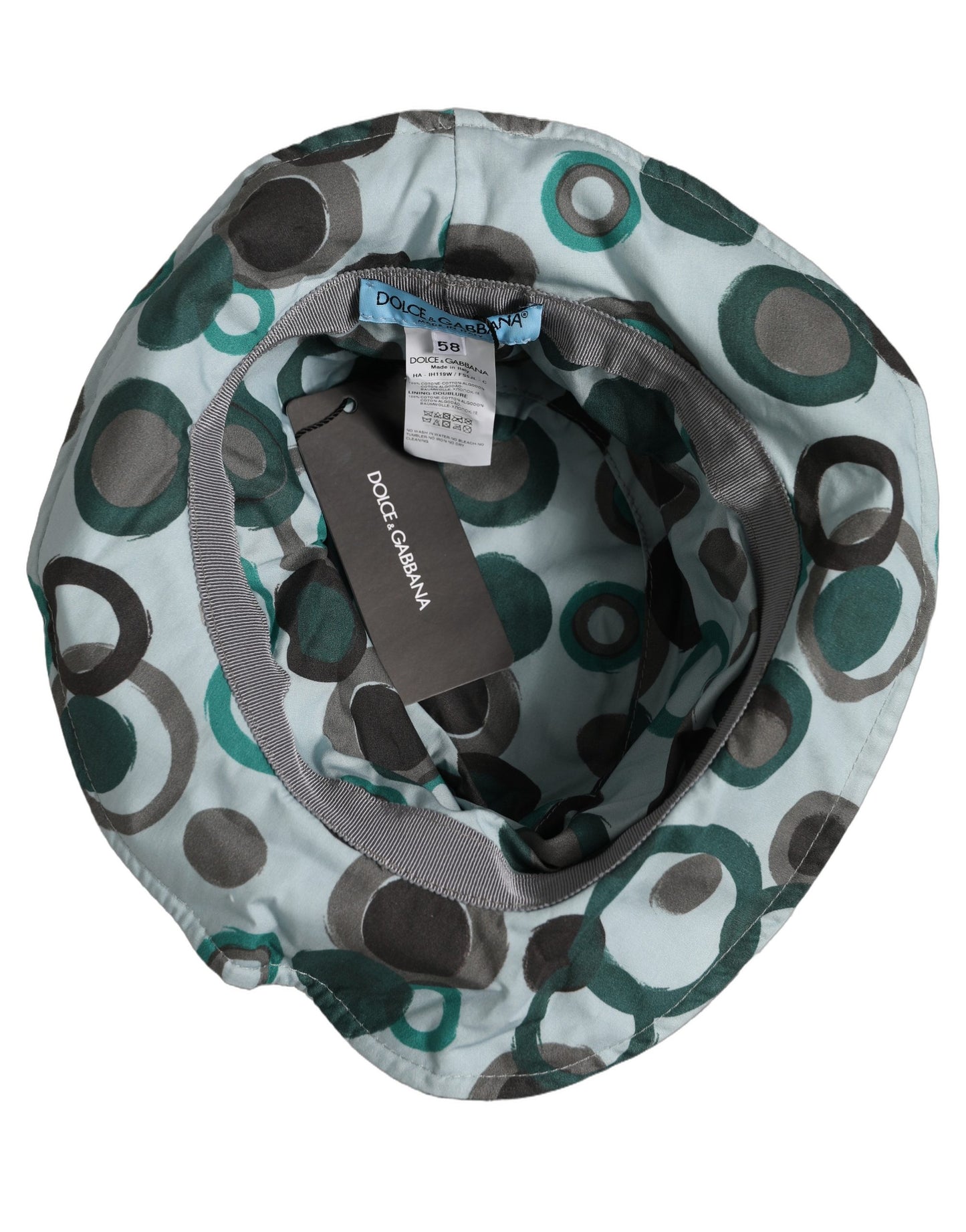 Dolce & Gabbana Teal Cotton Big Polka Dot Pattern Bucket Hat